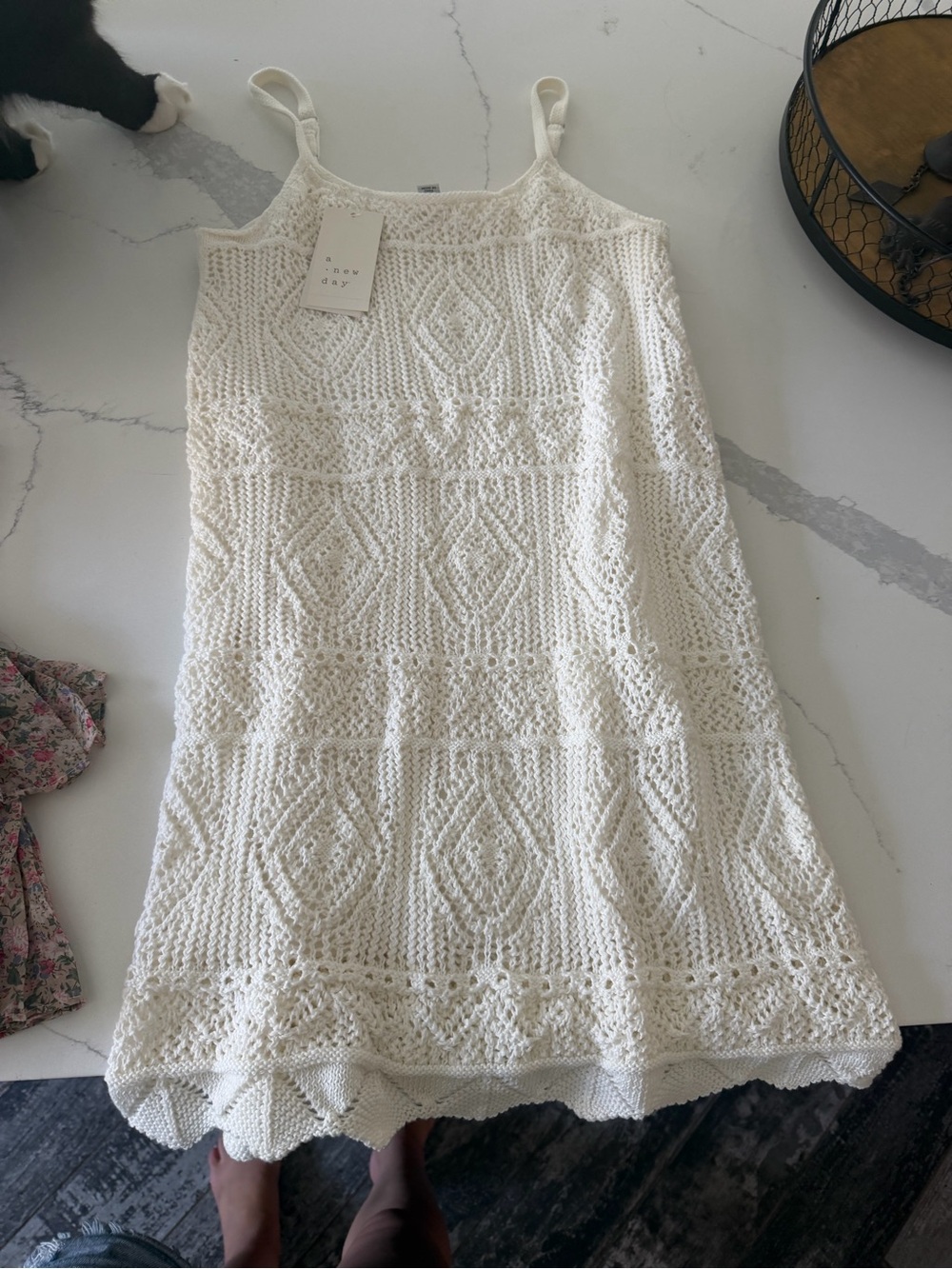 a new day White Crochet Coverup Slip